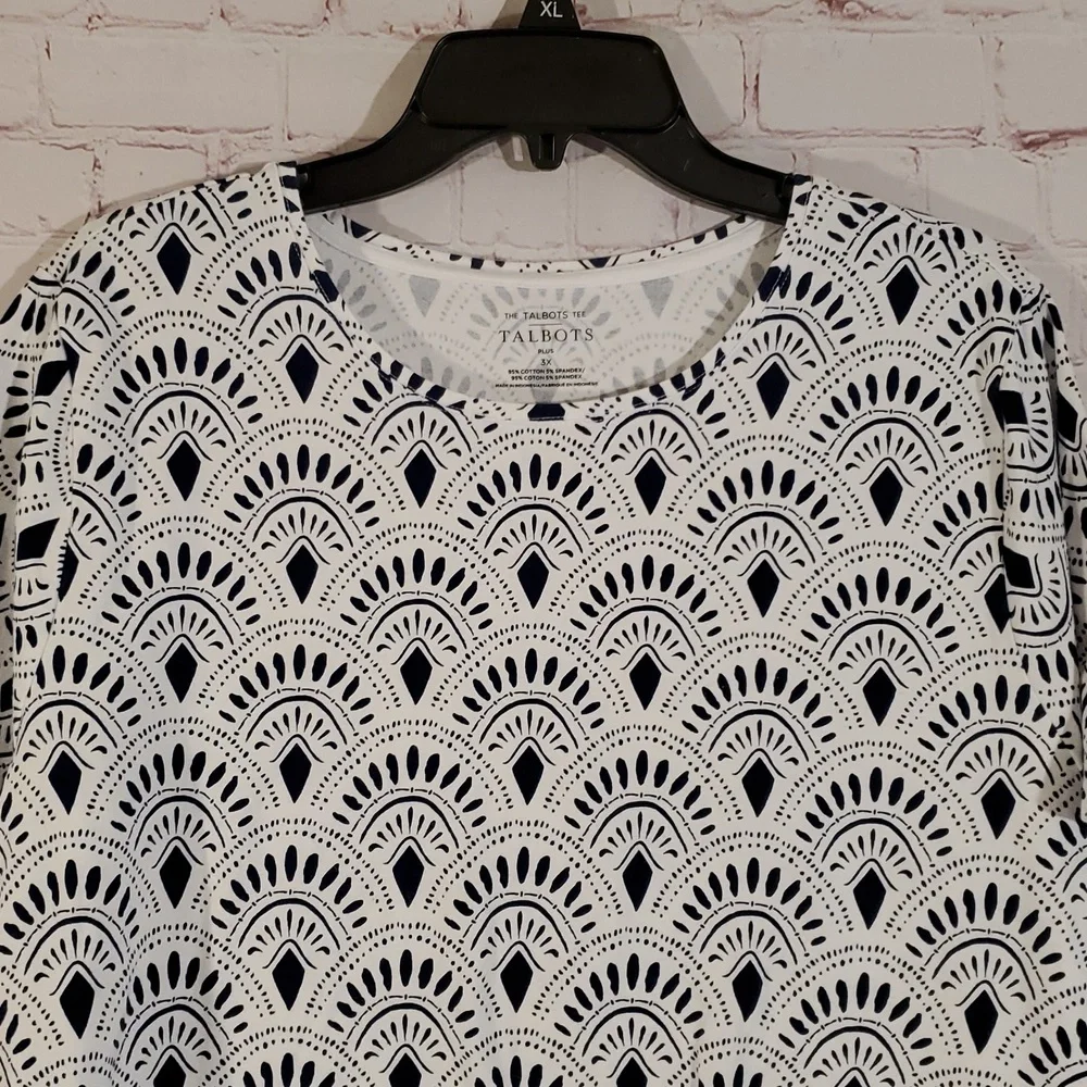 Talbots Crewneck Tee - Scallop Fans Size 3x - Picture 2 of 5